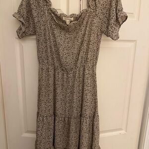 Monteau Brown and White Floral Midi Dress